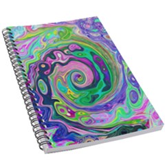 Groovy Abstract Aqua And Navy Lava Liquid Swirl 5 5  X 8 5  Notebook by myrubiogarden