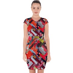 Maze Mazes Fabric Fabrics Color Capsleeve Drawstring Dress  by Pakrebo