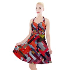 Maze Mazes Fabric Fabrics Color Halter Party Swing Dress  by Pakrebo