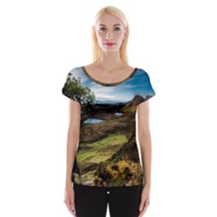 Landscape Quairaing Scotland Cap Sleeve Top by Pakrebo