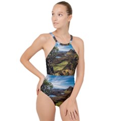 Landscape Quairaing Scotland High Neck One Piece Swimsuit