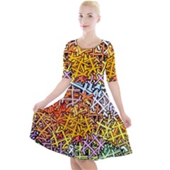 Color Colors Network Networks Quarter Sleeve A-line Dress by Pakrebo
