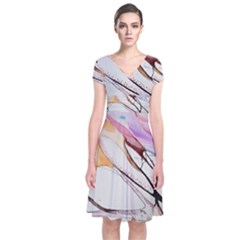 Art Painting Abstract Canvas Short Sleeve Front Wrap Dress