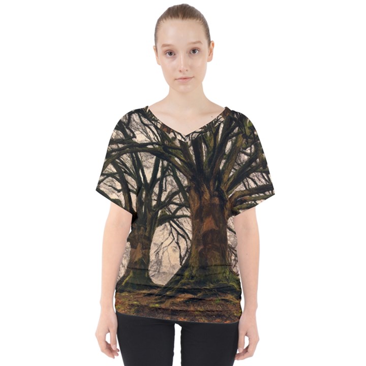 Ent Treant Trees Tree Bark Barks V-Neck Dolman Drape Top