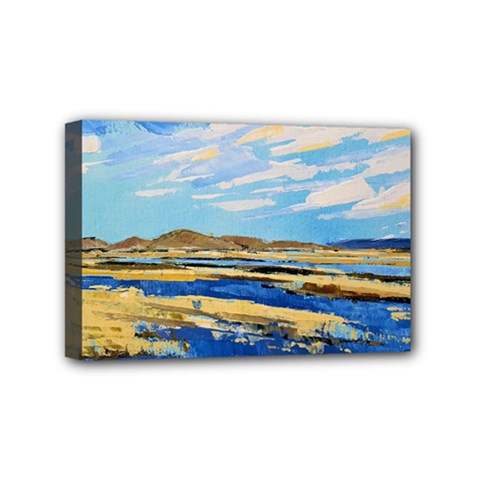 The Landscape Water Blue Painting Mini Canvas 6  X 4  (stretched)