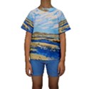 The Landscape Water Blue Painting Kids  Short Sleeve Swimwear View1