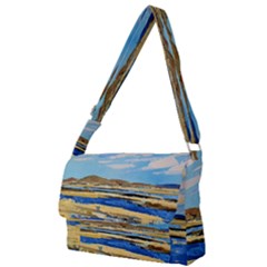 The Landscape Water Blue Painting Full Print Messenger Bag by Pakrebo