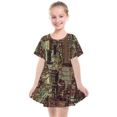 New York City Skyscrapers Kids  Smock Dress by Pakrebo