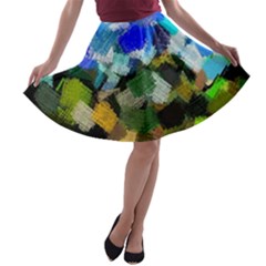 Texture Color Colors Network A-line Skater Skirt by Pakrebo