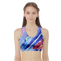 Painting Abstract Blue Pink Spots Sports Bra With Border by Pakrebo