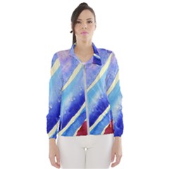 Painting Abstract Blue Pink Spots Windbreaker (women)