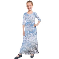 Coast Beach Shell Conch Water Kids  Quarter Sleeve Maxi Dress by Pakrebo