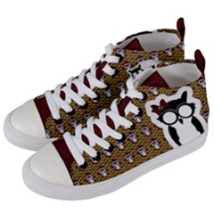 Red/gold Owl Women s Mid-top Canvas Sneakers
