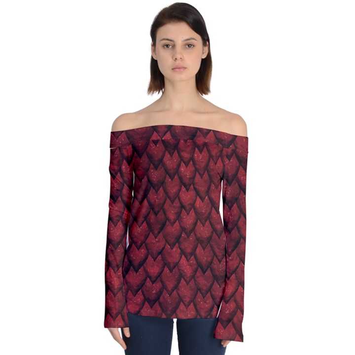 Redreptile Off Shoulder Long Sleeve Top