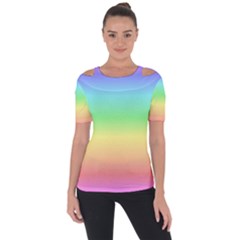 Rainbow Horizon Shoulder Cut Out Short Sleeve Top by TopitOff