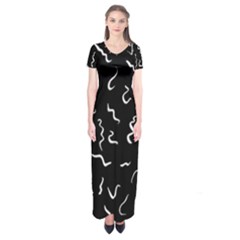 Scribbles Lines Drawing Picture Short Sleeve Maxi Dress by Pakrebo