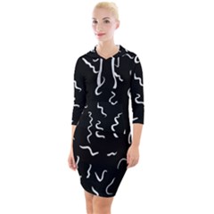 Scribbles Lines Drawing Picture Quarter Sleeve Hood Bodycon Dress by Pakrebo