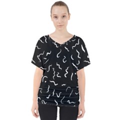 Scribbles Lines Drawing Picture V-neck Dolman Drape Top
