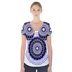 Design Circular Pattern Mandala Short Sleeve Front Detail Top by Pakrebo