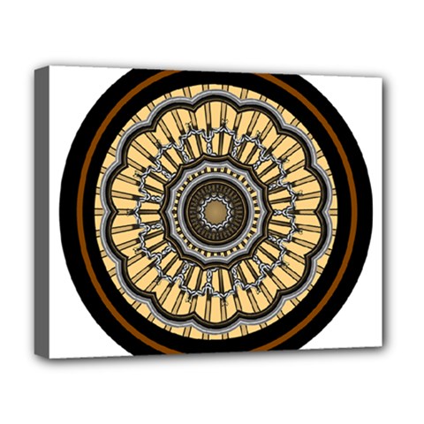 Mandala Pattern Round Ethnic Deluxe Canvas 20  X 16  (stretched) by Pakrebo