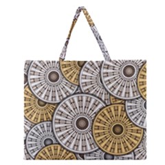 Gears Round Header Banner Cog Zipper Large Tote Bag by Pakrebo