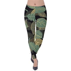 Autumn Fallen Leaves Dried Leaves Velvet Leggings