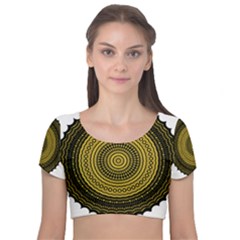 Design Circular Shape Round Velvet Short Sleeve Crop Top  by Pakrebo