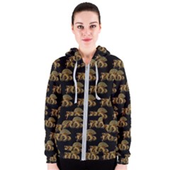 Dragon Motif Print Pattern Women s Zipper Hoodie by dflcprintsclothing