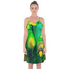 Art Abstract Artistically Painting Ruffle Detail Chiffon Dress by Pakrebo