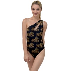 Dragon Motif Print Pattern To One Side Swimsuit by dflcprintsclothing