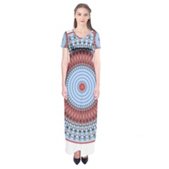Pattern Design Circular Shape Short Sleeve Maxi Dress