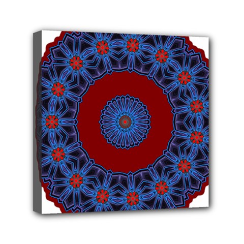 Mandala Pattern Round Ethnic Mini Canvas 6  x 6  (Stretched)