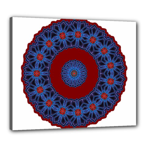 Mandala Pattern Round Ethnic Canvas 24  x 20  (Stretched)