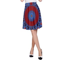 Mandala Pattern Round Ethnic A-line Skirt by Pakrebo