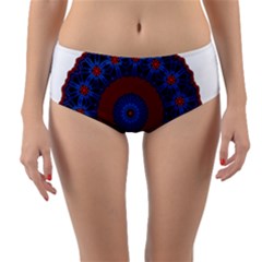 Mandala Pattern Round Ethnic Reversible Mid-Waist Bikini Bottoms