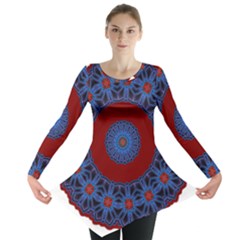 Mandala Pattern Round Ethnic Long Sleeve Tunic 