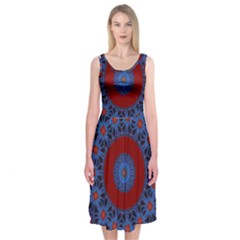 Mandala Pattern Round Ethnic Midi Sleeveless Dress