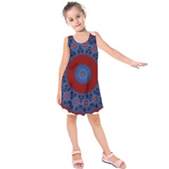 Mandala Pattern Round Ethnic Kids  Sleeveless Dress