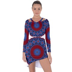 Mandala Pattern Round Ethnic Asymmetric Cut-Out Shift Dress