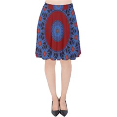 Mandala Pattern Round Ethnic Velvet High Waist Skirt by Pakrebo