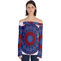 Mandala Pattern Round Ethnic Off Shoulder Long Sleeve Top