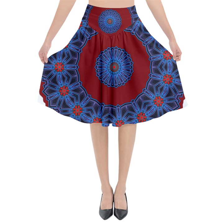 Mandala Pattern Round Ethnic Flared Midi Skirt