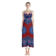 Mandala Pattern Round Ethnic Button Up Chiffon Maxi Dress