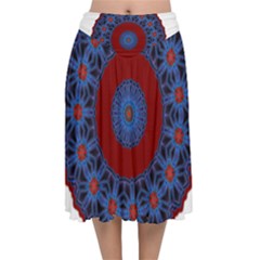 Mandala Pattern Round Ethnic Velvet Flared Midi Skirt