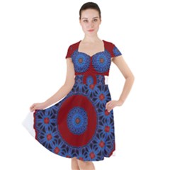 Mandala Pattern Round Ethnic Cap Sleeve Midi Dress