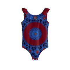 Mandala Pattern Round Ethnic Kids  Frill Swimsuit