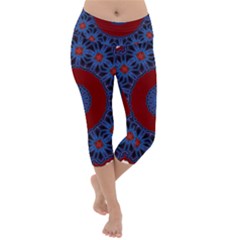 Mandala Pattern Round Ethnic Lightweight Velour Capri Yoga Leggings