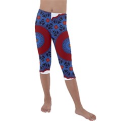 Mandala Pattern Round Ethnic Kids  Lightweight Velour Capri Leggings 