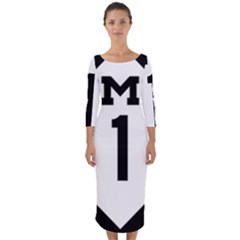 Michigan Highway M-1 Quarter Sleeve Midi Bodycon Dress by abbeyz71