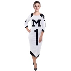 Michigan Highway M-1 Quarter Sleeve Midi Velour Bodycon Dress by abbeyz71